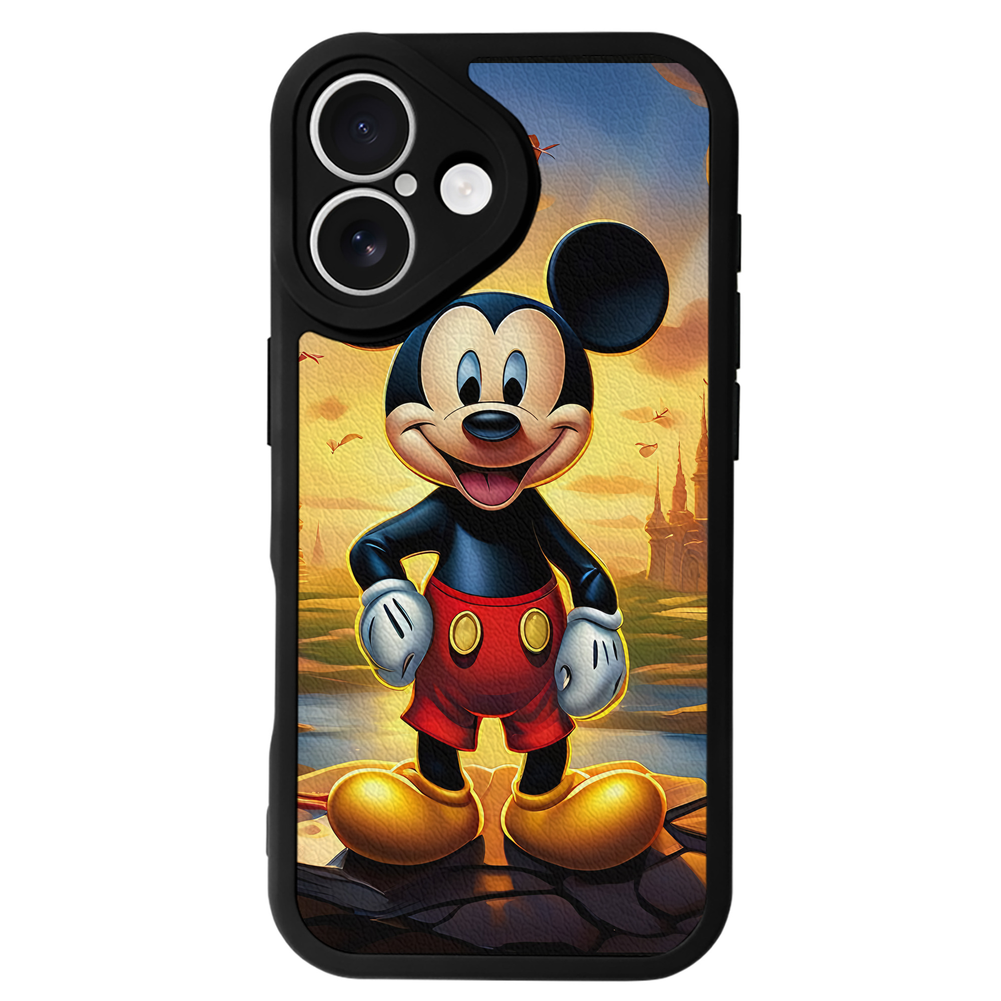 （画像用） ミッキーマウス Mickey Mouse 【iPhone 16シリーズ対応】シリコンスマホケース（レザー調） 材質：シリコン